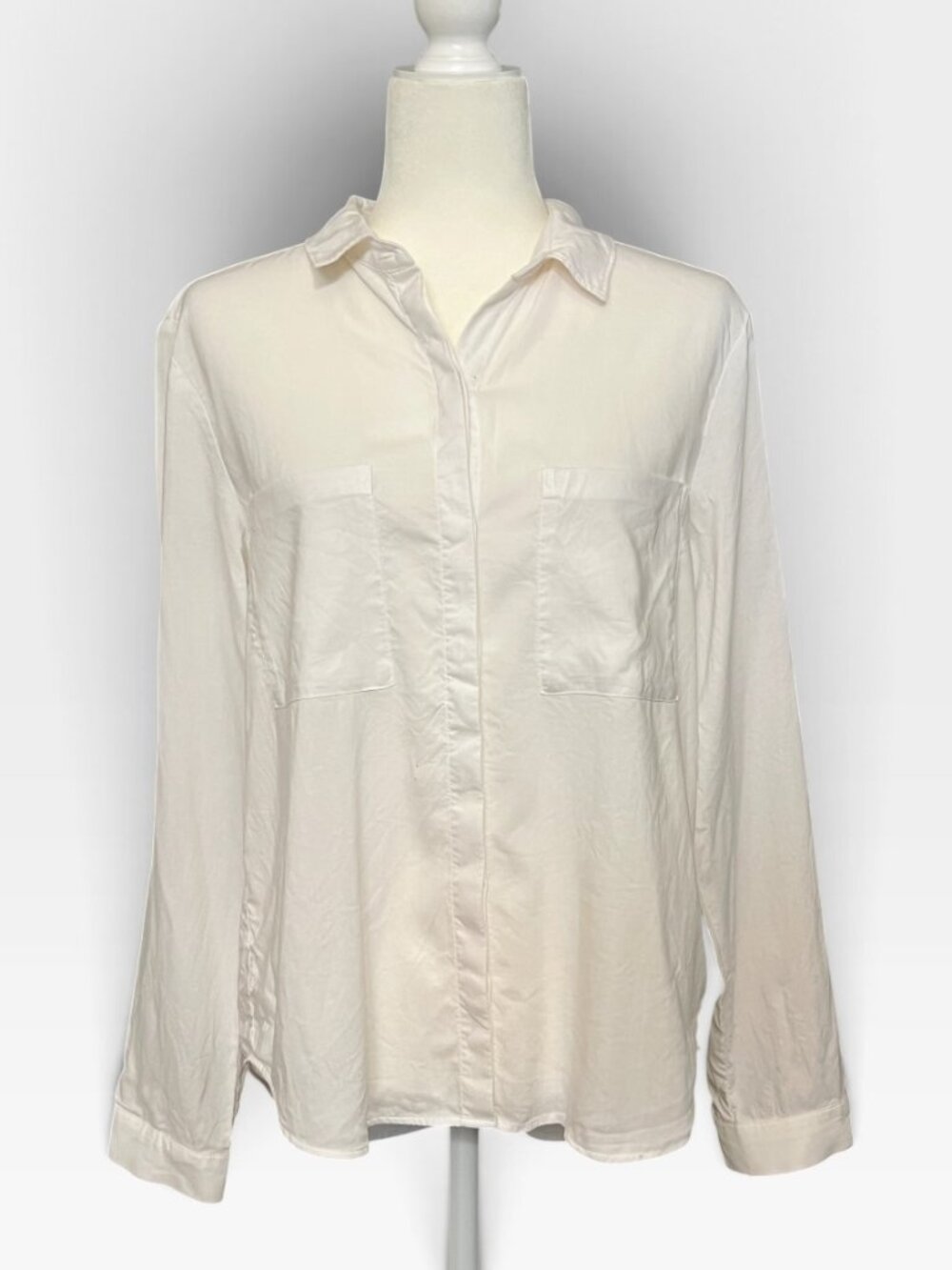 Anthropologie Cloth & Stone White Tencel Button Down Shirt M Minimalist Coastal